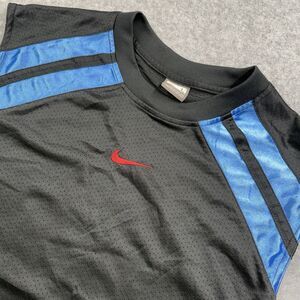 Y2K Nike Basketball Sleeveless Jersey Black Blue 100% Poly Center Swoosh Men's L